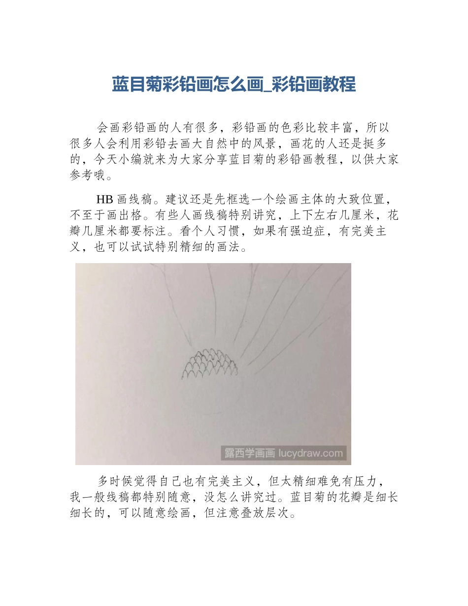 蓝目菊彩铅画怎么画_彩铅画教程_第1页
