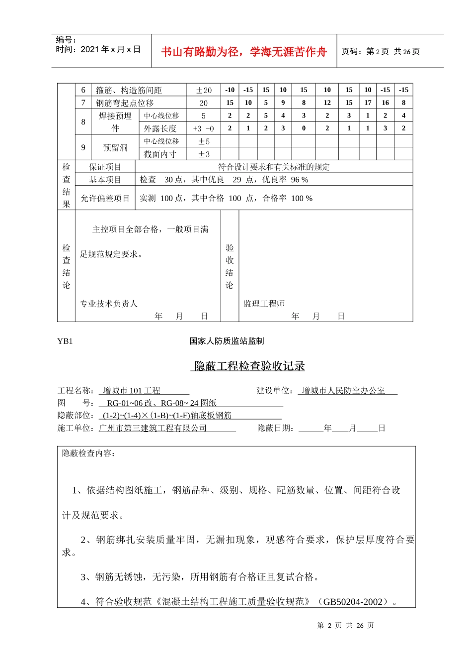 钢筋绑扎分项工程质量验收表_第2页