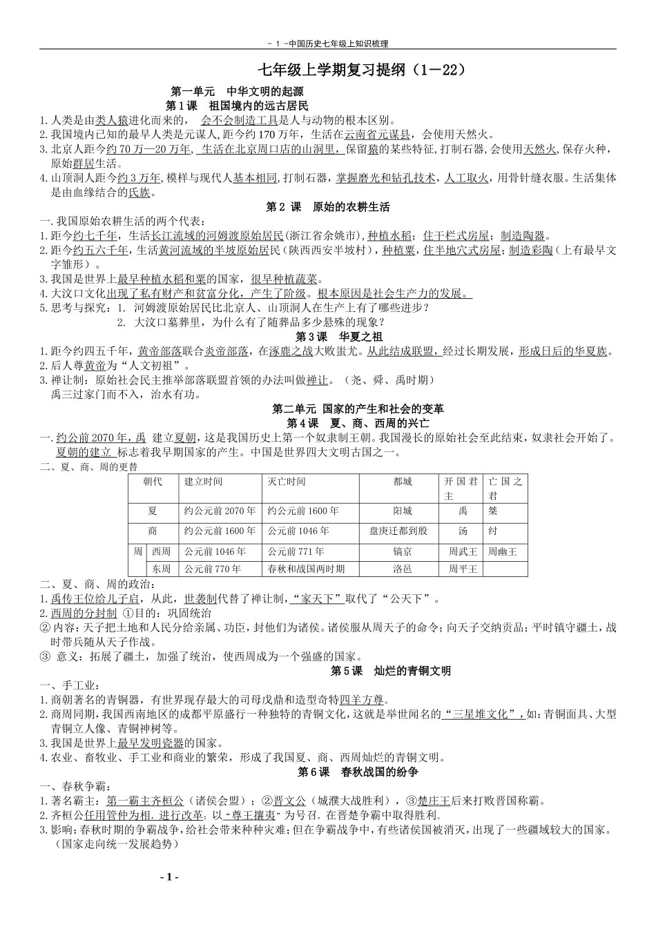 七上历史复习提纲_第1页