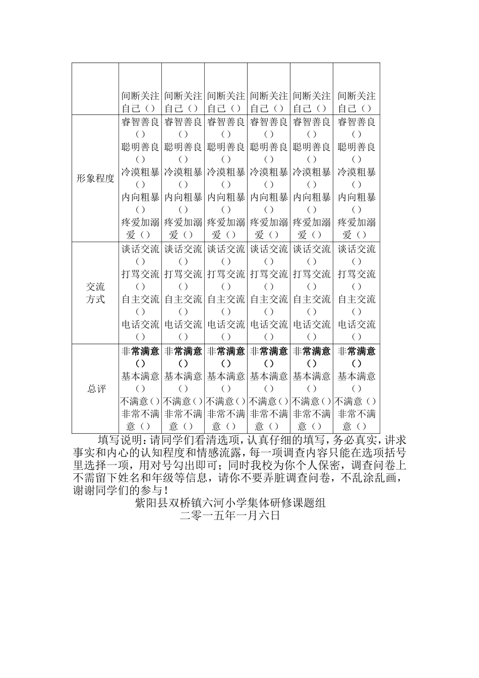 六河小学2015年课题研究调查表_第2页