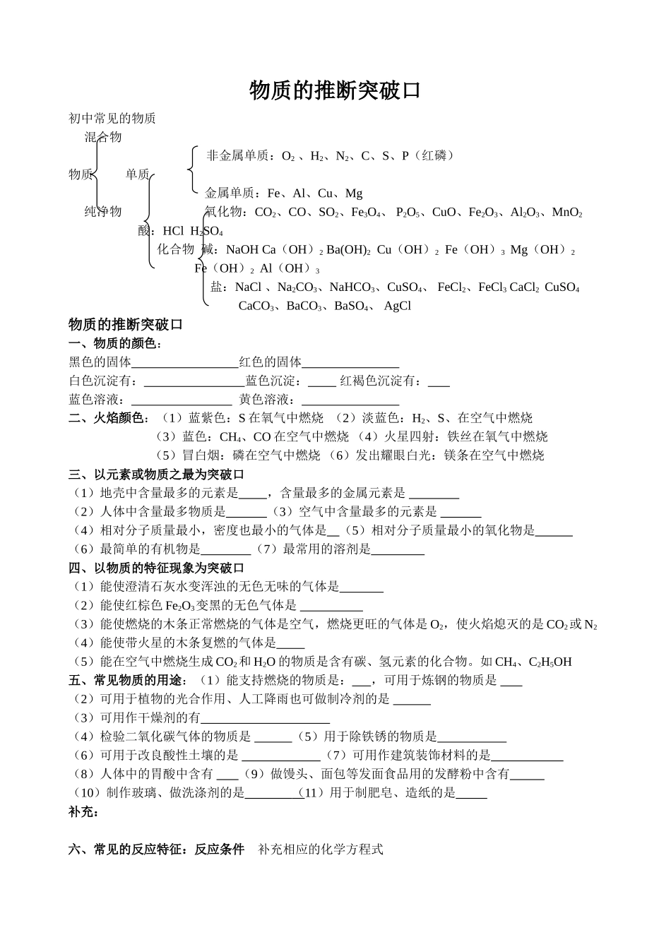 物质的推断突破口_第1页