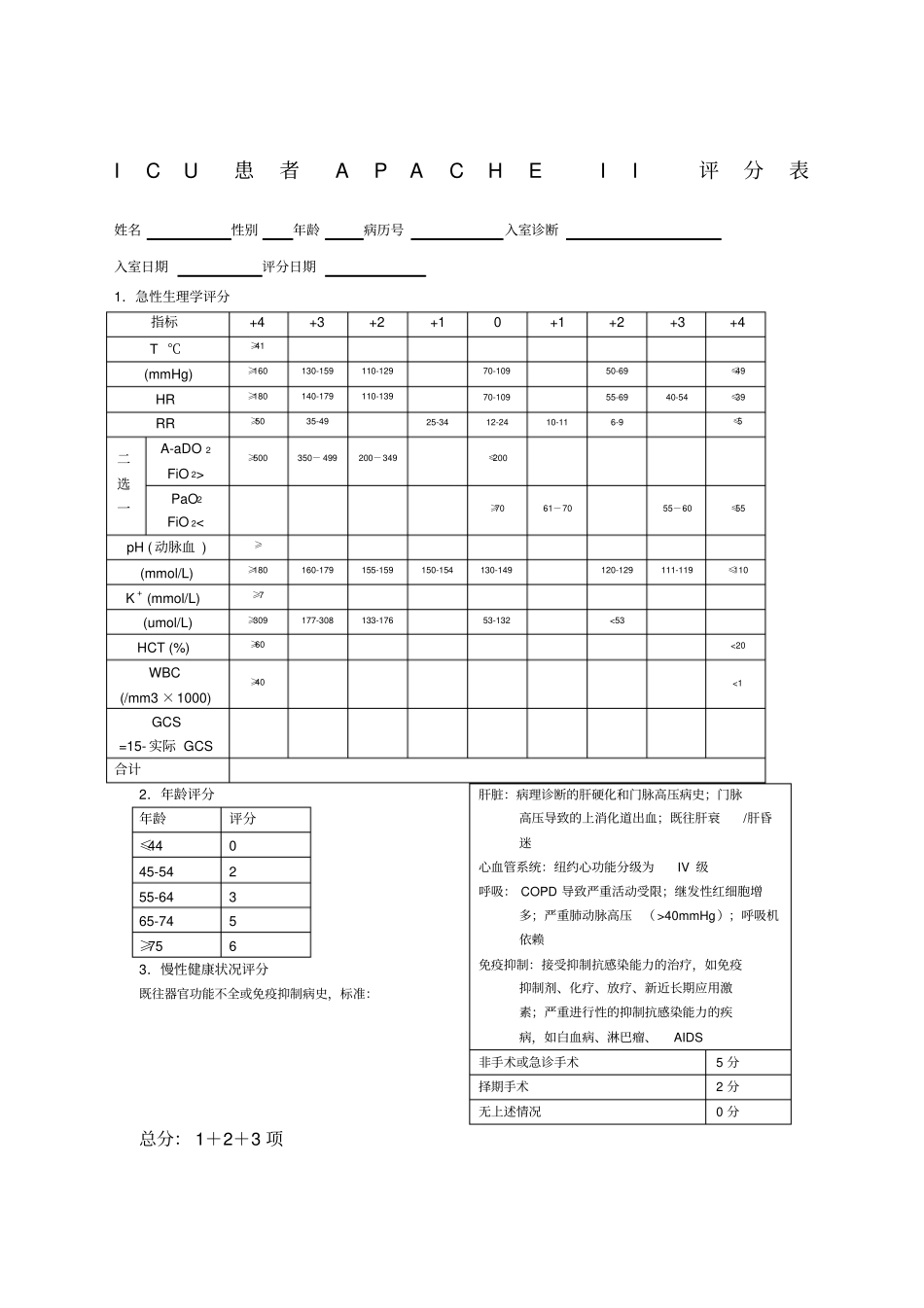 APACHEII评分表新_第1页