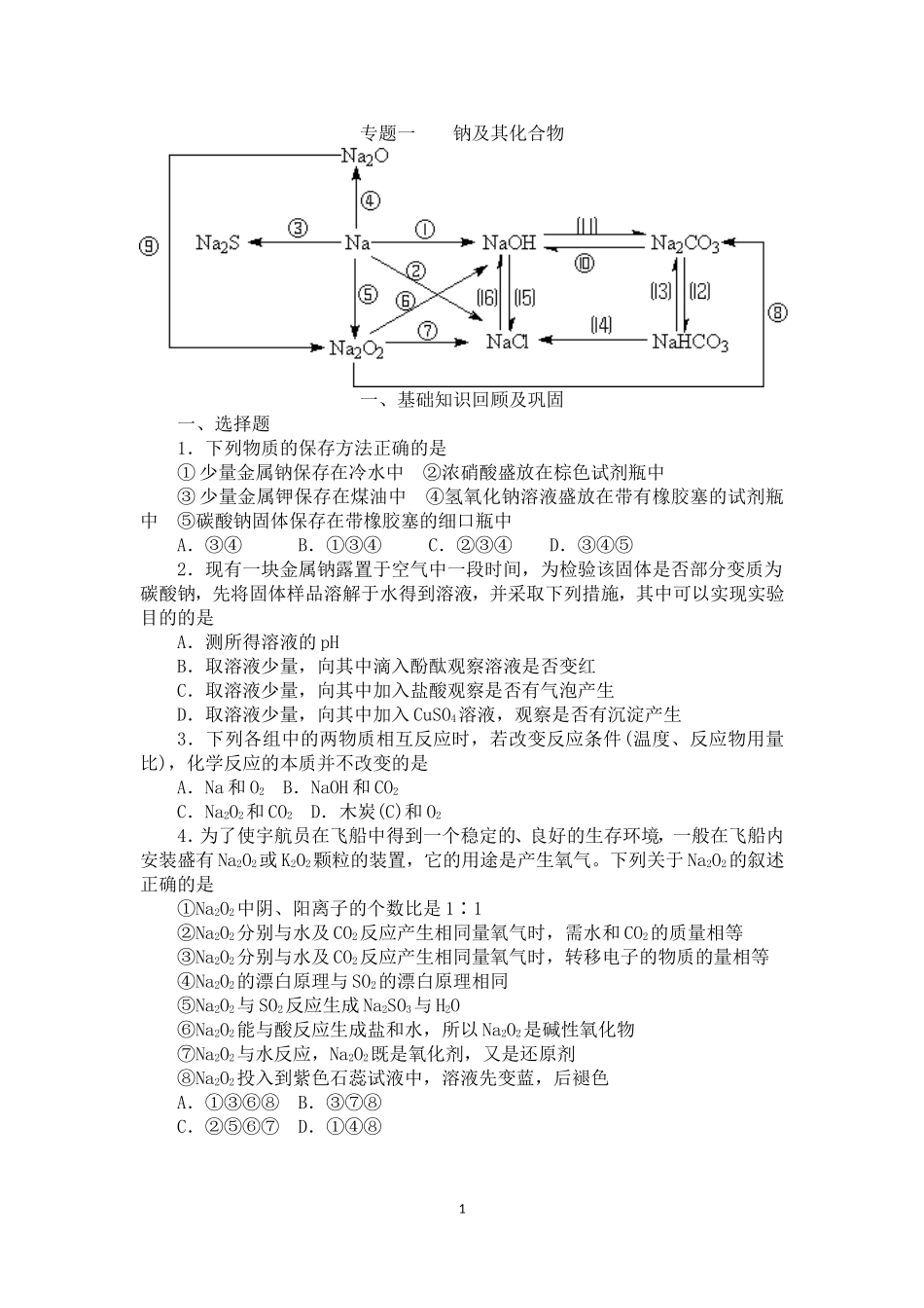 专题一钠及其化合物_第1页