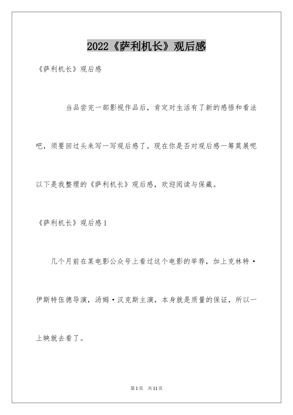 2024《萨利机长》观后感_第1页