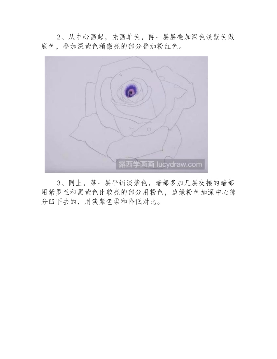 蓝紫色玫瑰花怎么画_彩铅玫瑰的详细步骤分享彩铅画教程_第2页