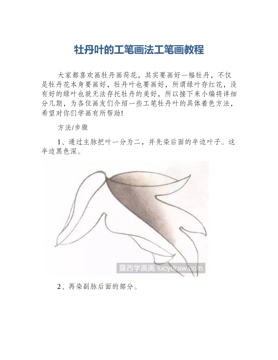 牡丹叶的工笔画法工笔画教程_第1页