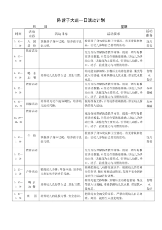 幼儿一日活动计划