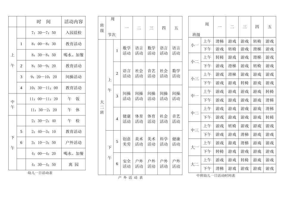 幼儿一日活动表园2_第2页