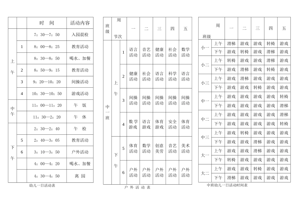 幼儿一日活动表园2_第3页