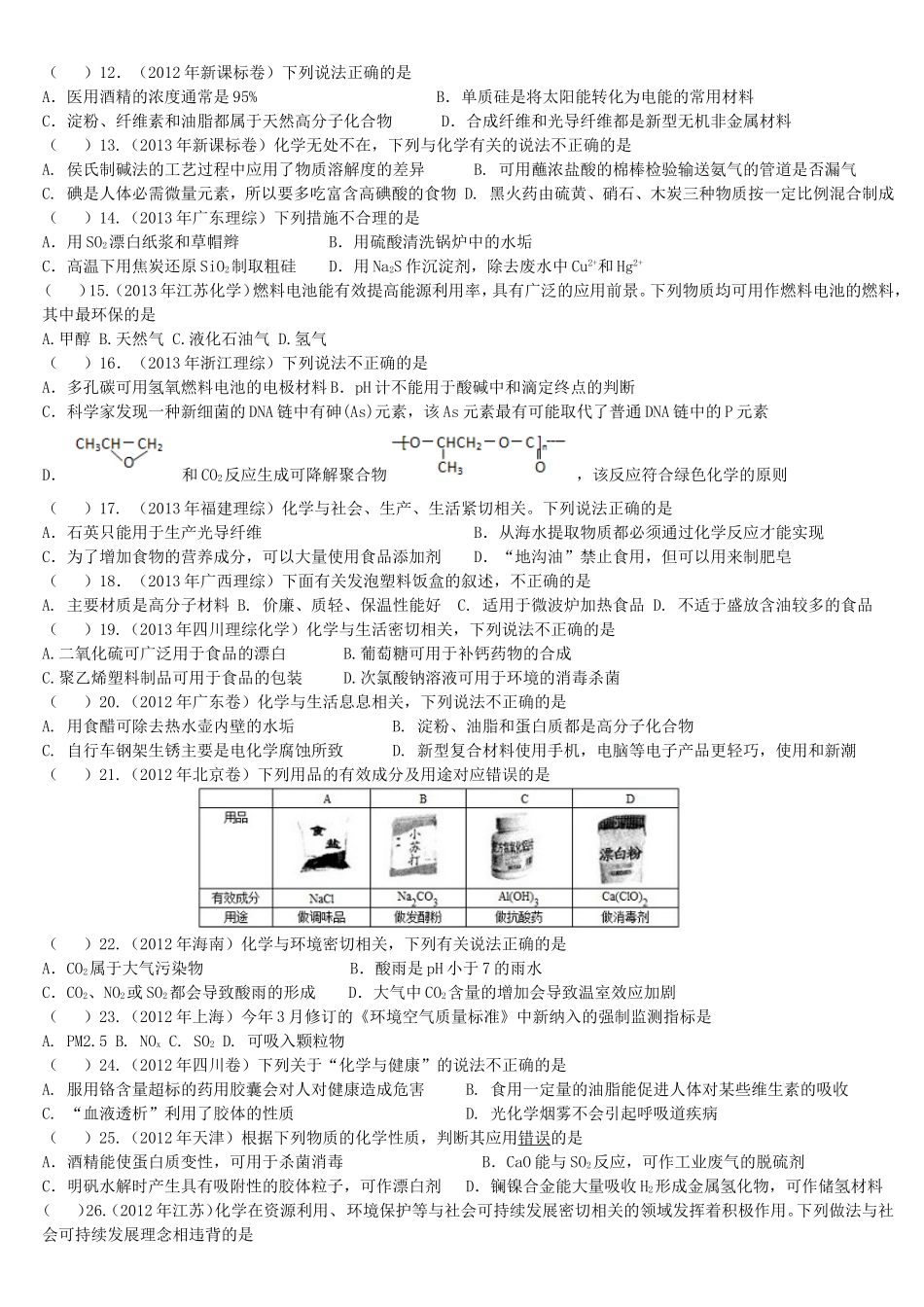 化学与生活（强化训练）_第2页