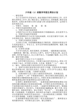 六年级数学学困生转化计划(1)