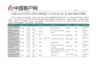 内蒙古自治区鄂尔多斯市路桥施工企业名录2019版163家 