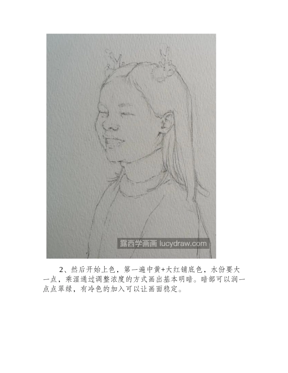 麋鹿女孩怎么画_圣诞女孩的水彩步骤有哪些_水彩画教程_第2页