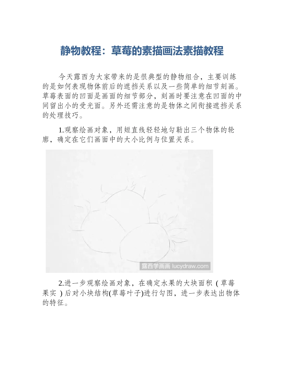 静物教程：草莓的素描画法素描教程_第1页