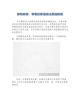 静物教程：草莓的素描画法素描教程