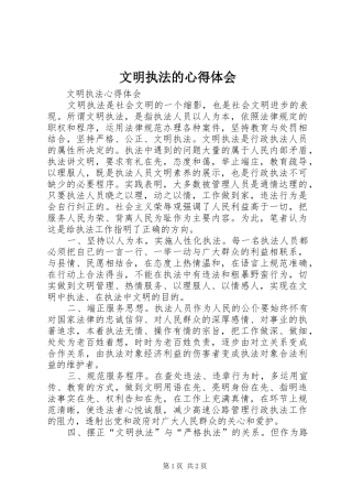 文明执法的心得体会 