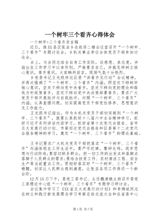 一个树牢三个看齐心得体会 