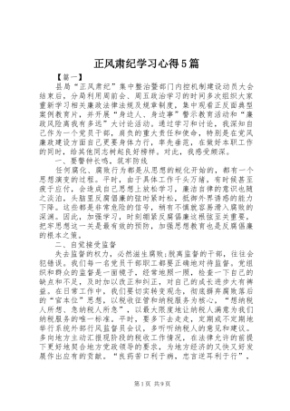 正风肃纪学习心得5篇