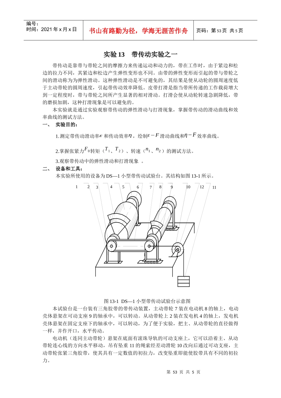 实验13带传动实验之一-机械设计_第1页
