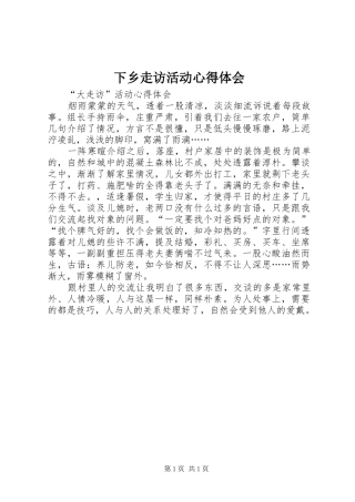 下乡走访活动心得体会 