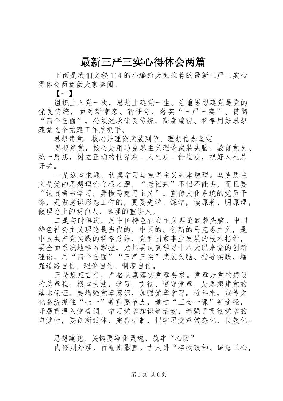 最新三严三实心得体会两篇 _第1页