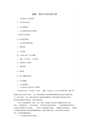 BB电商平台的运营方案