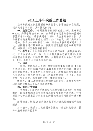 201X上半年院感工作总结