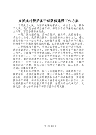 乡抓实村级后备干部队伍建设工作方案