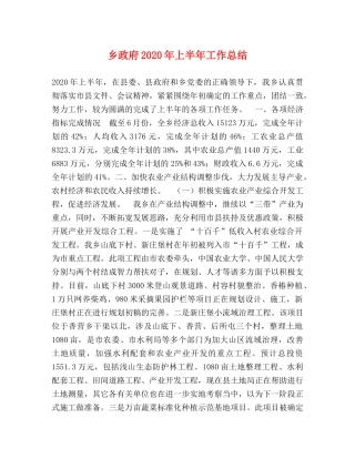 乡政府2024年上半年工作总结 