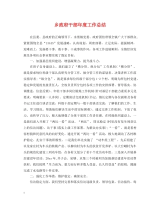 乡政府干部年度工作总结 