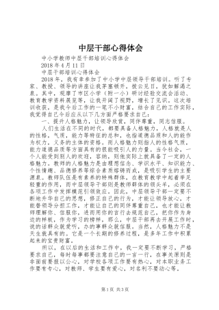 中层干部心得体会 