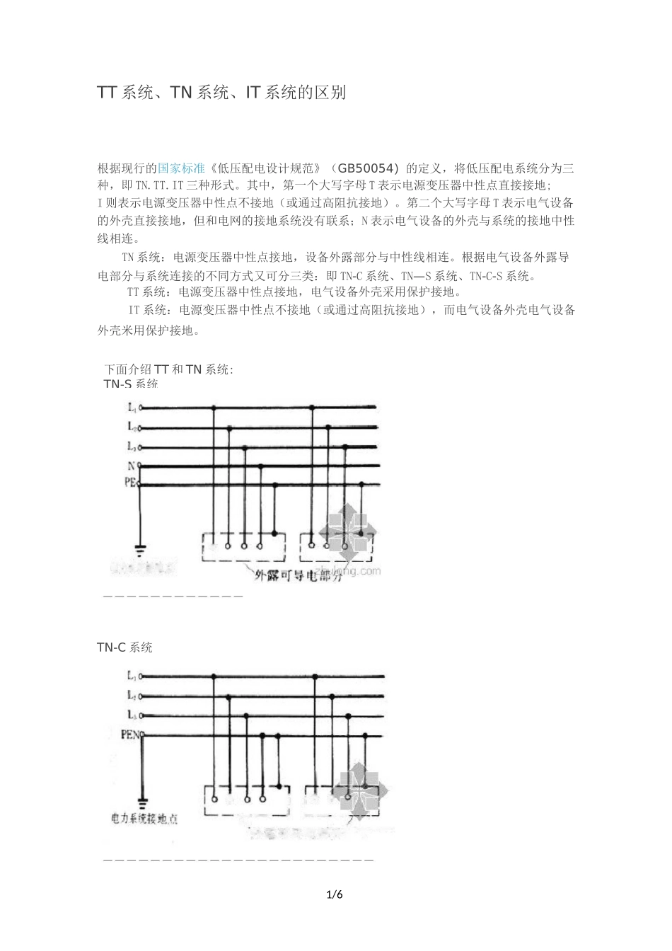 TT系统、TN系统、IT系统的区别_第1页