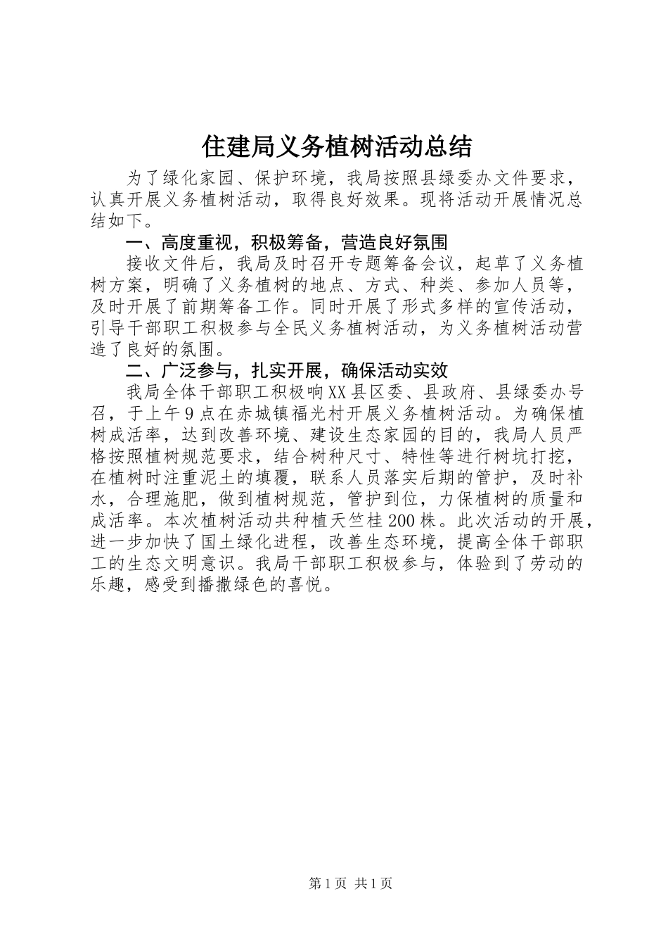 住建局义务植树活动总结_第1页