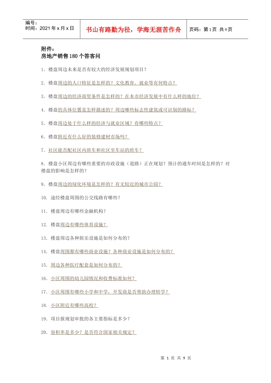 房地产销售的180个答客问_第1页