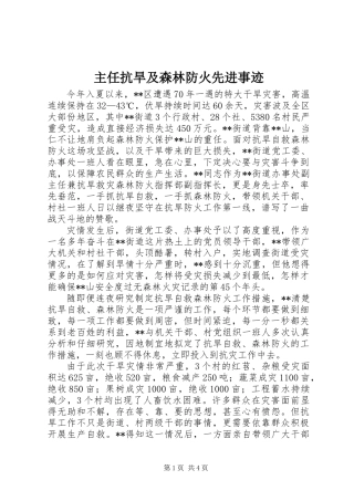 主任抗旱及森林防火先进事迹
