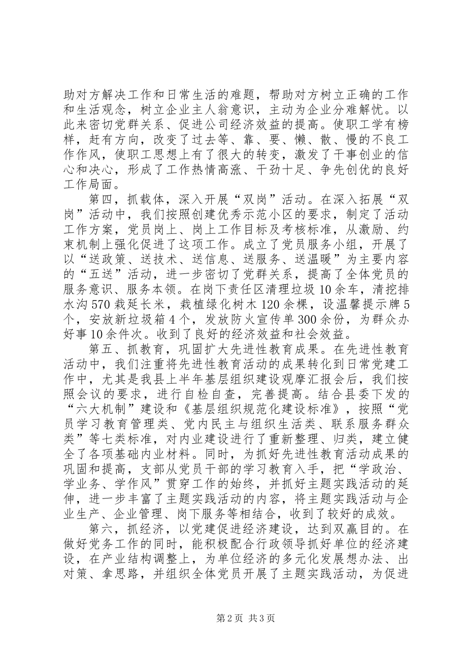 公司党支部书记工作总结_第2页