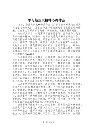 学习赵亚夫精神心得体会 