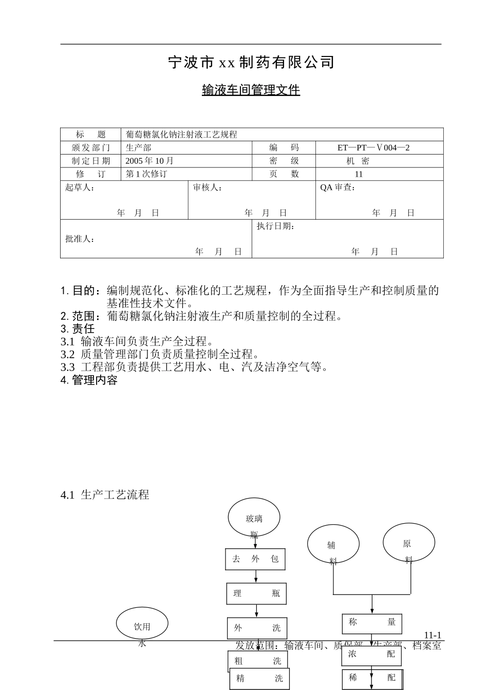 葡萄糖氯化钠注射液工艺规程_第1页