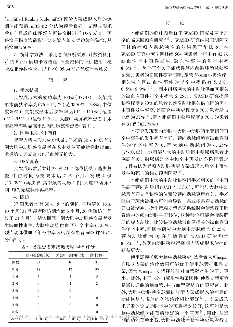 前循环动脉狭窄支架成形术后的远期疗效_第3页