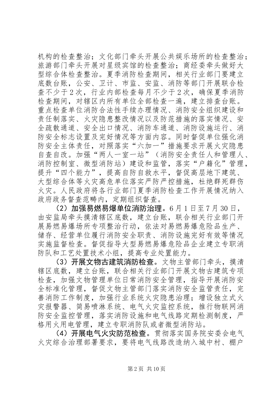 全县XX年夏季消防检查工作实施方案_第2页