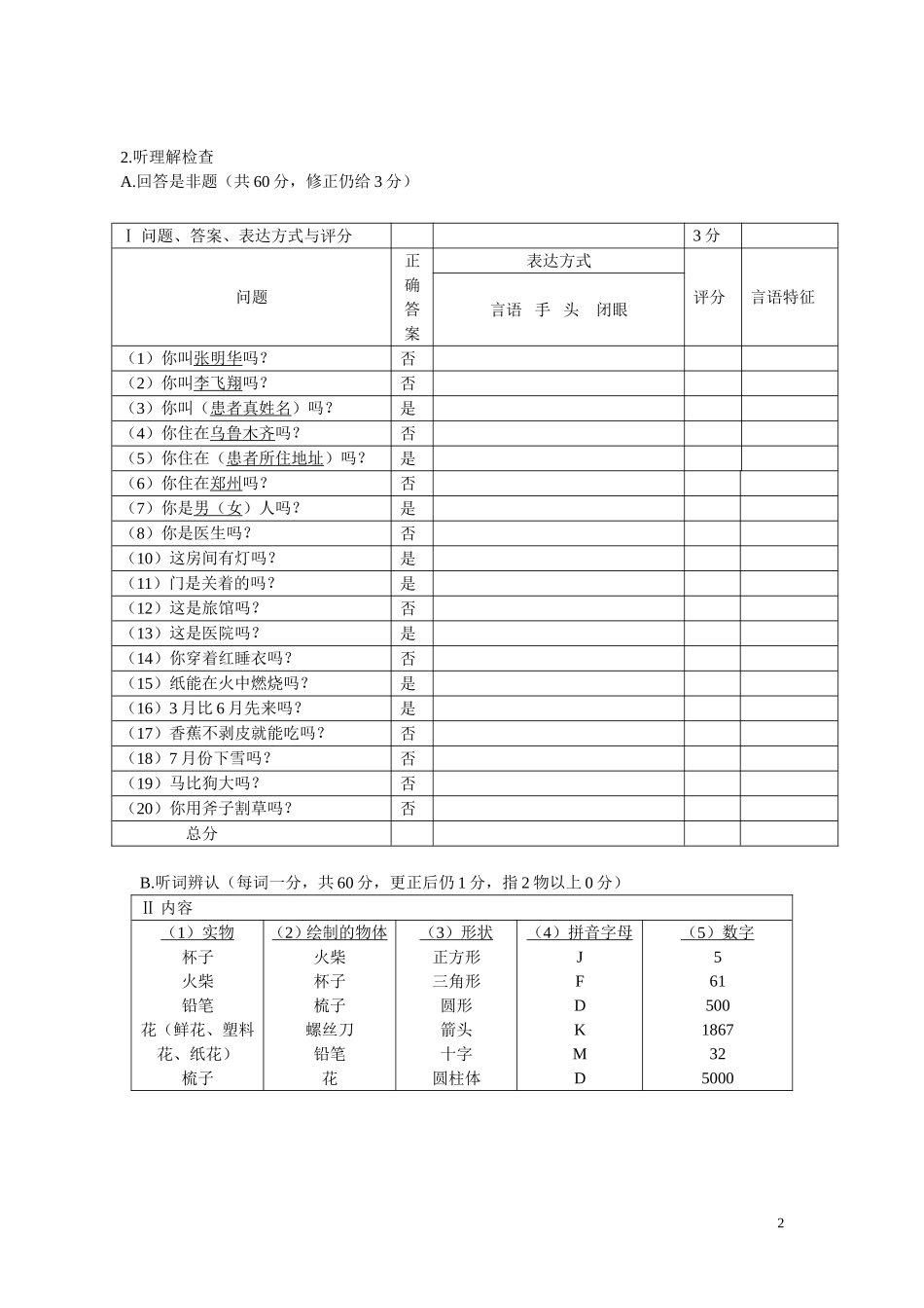 失语表WAB_第2页