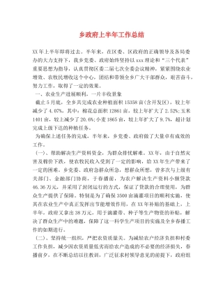 乡政府上半年工作总结 