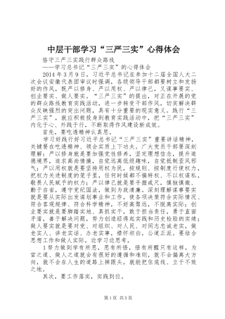 中层干部学习“三严三实”心得体会 