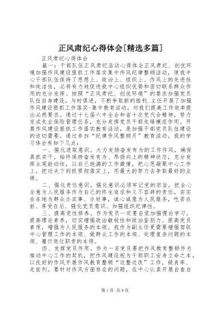 正风肃纪心得体会[精选多篇] 