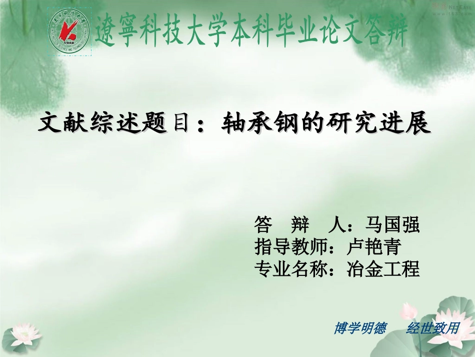 马国强——文献综述答辩稿_第1页