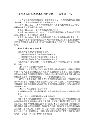 塑料着色剂基本要求和测试方法——迁移性