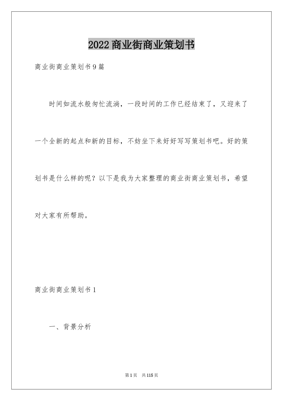 2024商业街商业策划书_1_第1页