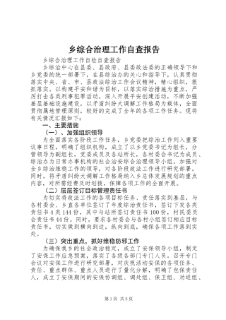 乡综合治理工作自查报告