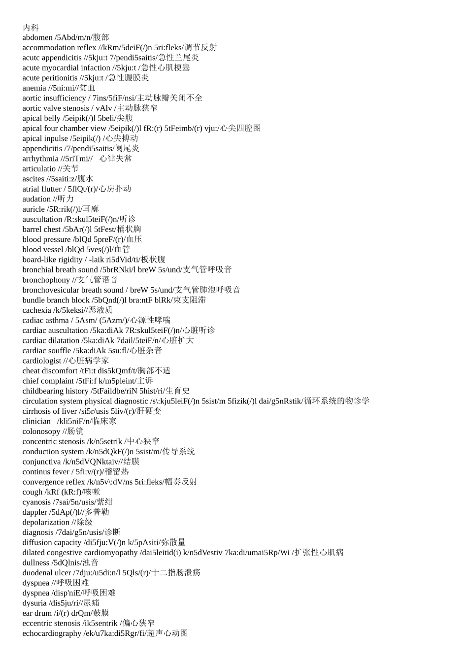 内科领域的英文单词_第1页