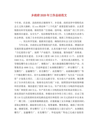乡政府2024年工作总结范文 
